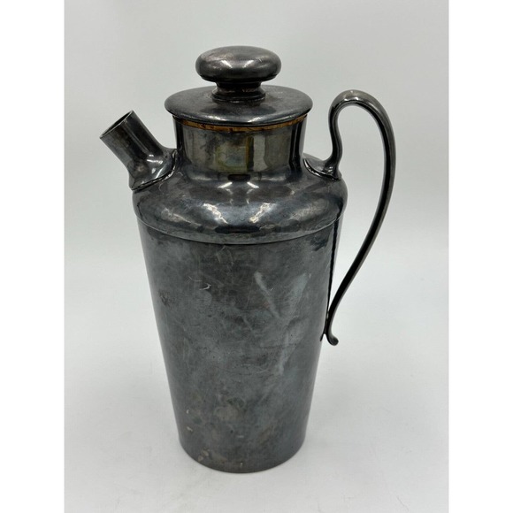 Vtg Meriden Cocktail Shaker Drink Mixer 313 Hand Hammered Silver Plated HEAVY - Picture 4 of 16